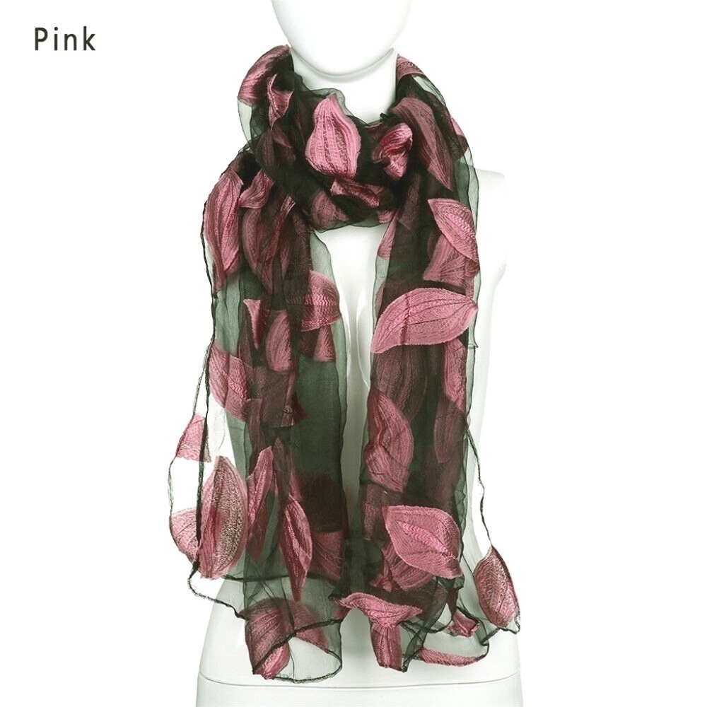 Leaves Satin Silk Scarf